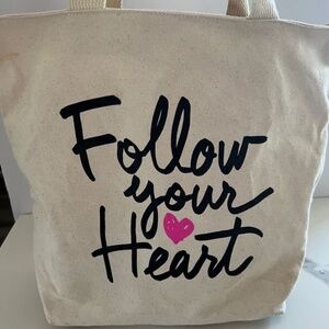 Follow your heart Bath and Body Works Canvas Shoulder Tote Bag
